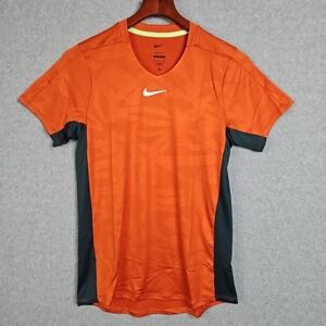 Nike Court Advantage Dri FIT Orange Tennis Shirt Mens Size Small DX5537-893 New